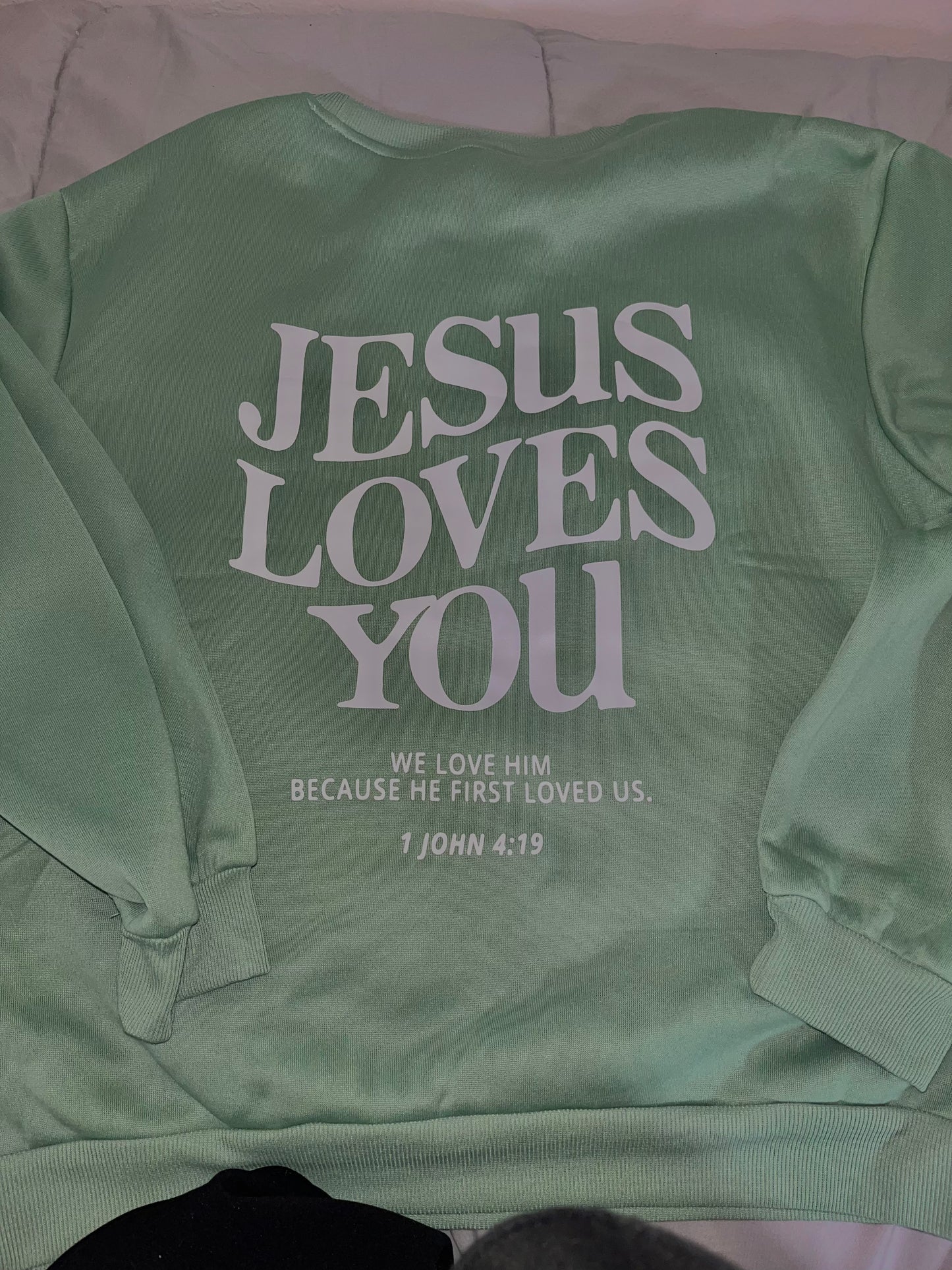 Jesus Loves You Crew neck sweatshirt letter print Faith Christian