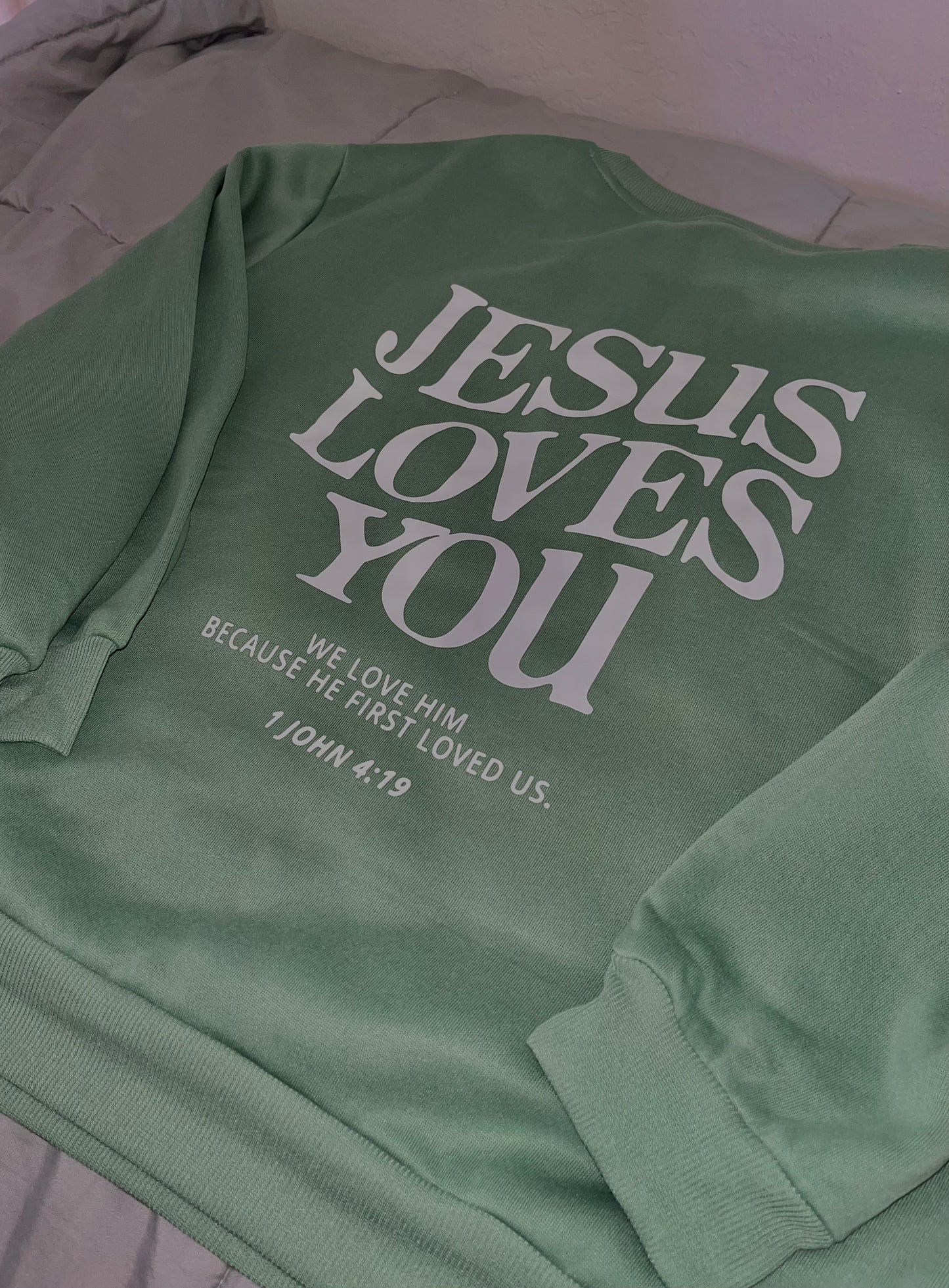 Jesus Loves You Crew neck sweatshirt letter print Faith Christian